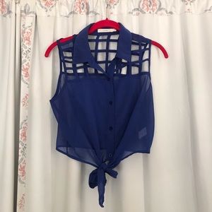 Lush Small Royal Blue Crop Tie Top